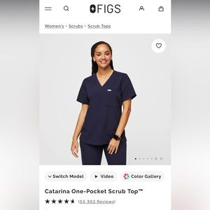 Figs Women's Navy Catarina Scrub Top